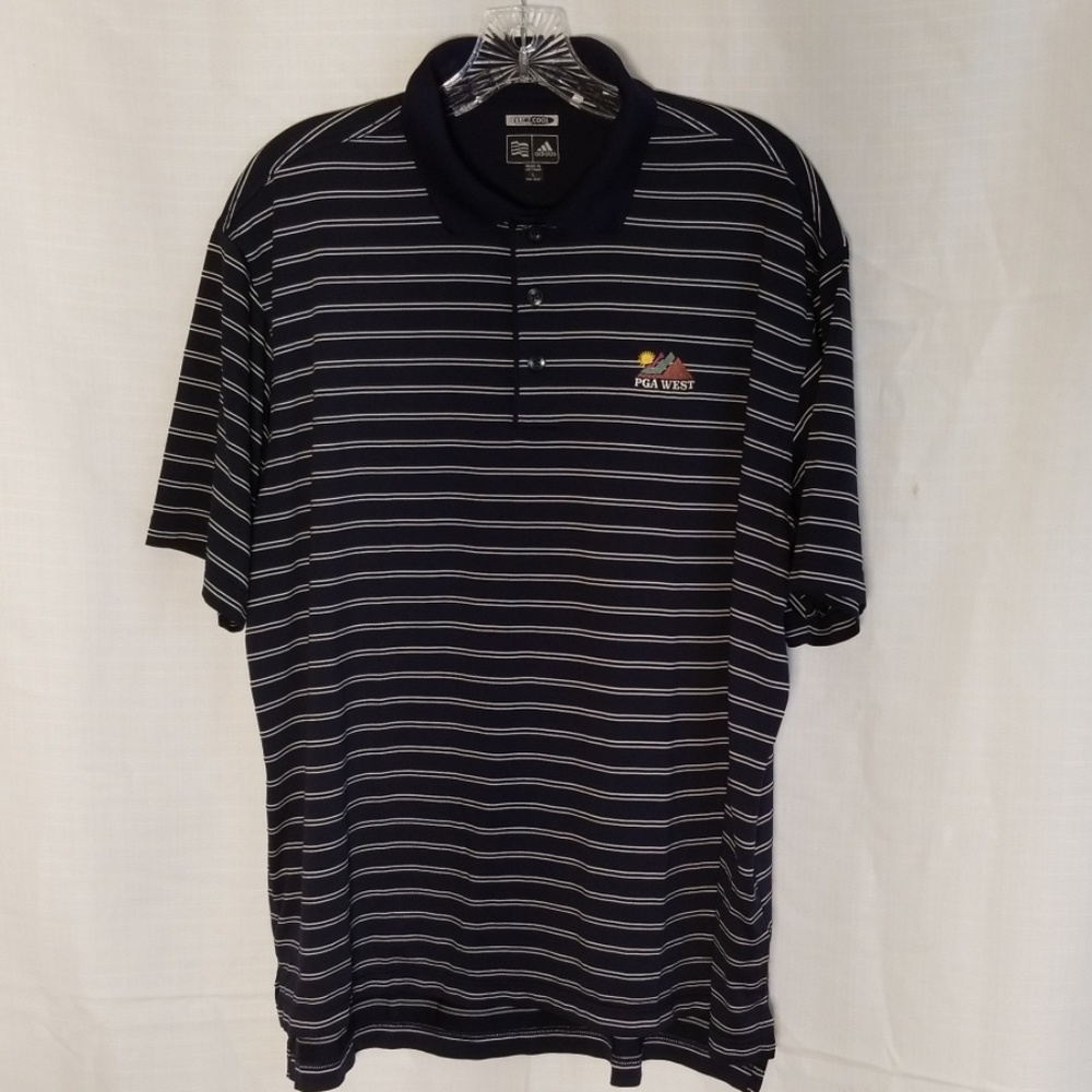 Men's Adidas PGA west collor stripe shirt navy bl